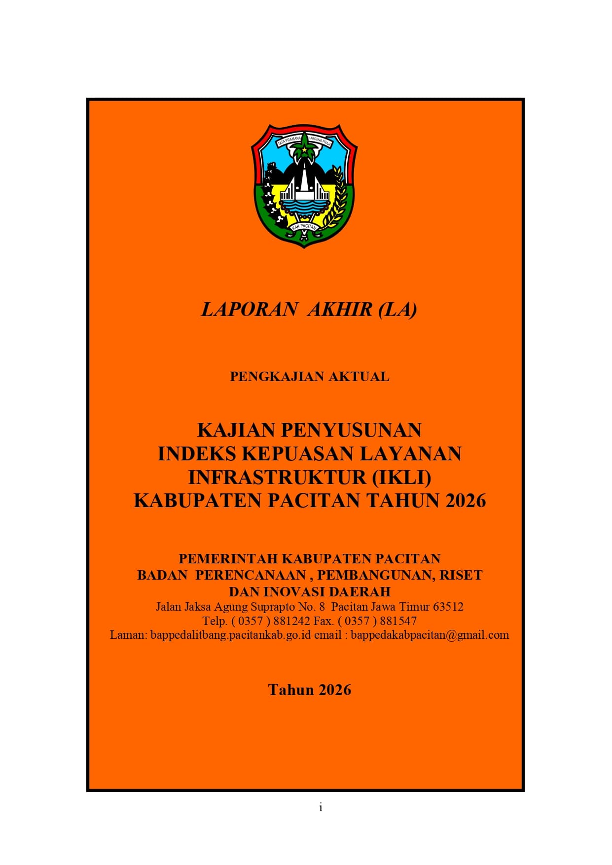 Laporan Akhir Kajian Penyusunan Indeks Kepuasan Layanan Infrastruktur (IKLI) Kabupaten Pacitan Tahun 2026